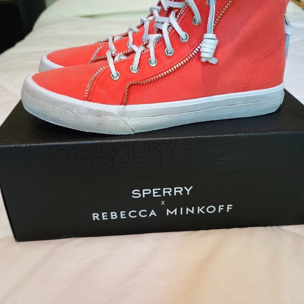 Sperry x Rebecca Minkoff Canvas High Top Sneakers 6.5 NIB Zip‎ Detail Streetwear - Picture 9 of 16